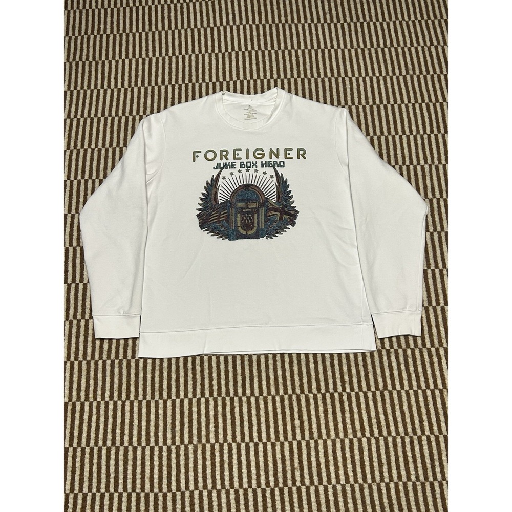 Wrangler X Foreigner Juke Box Hero Men's Large Fleece Long Sleeve Sweatshirt